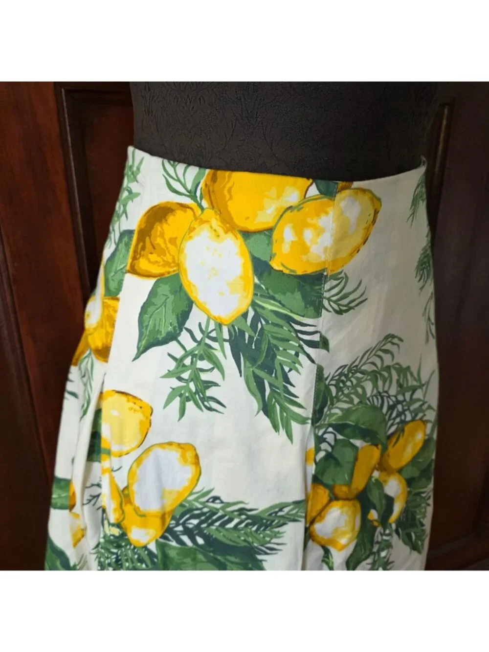 Talbots Lemon Print A-Line Skirt 100% Cotton Size 18 Summer Style
